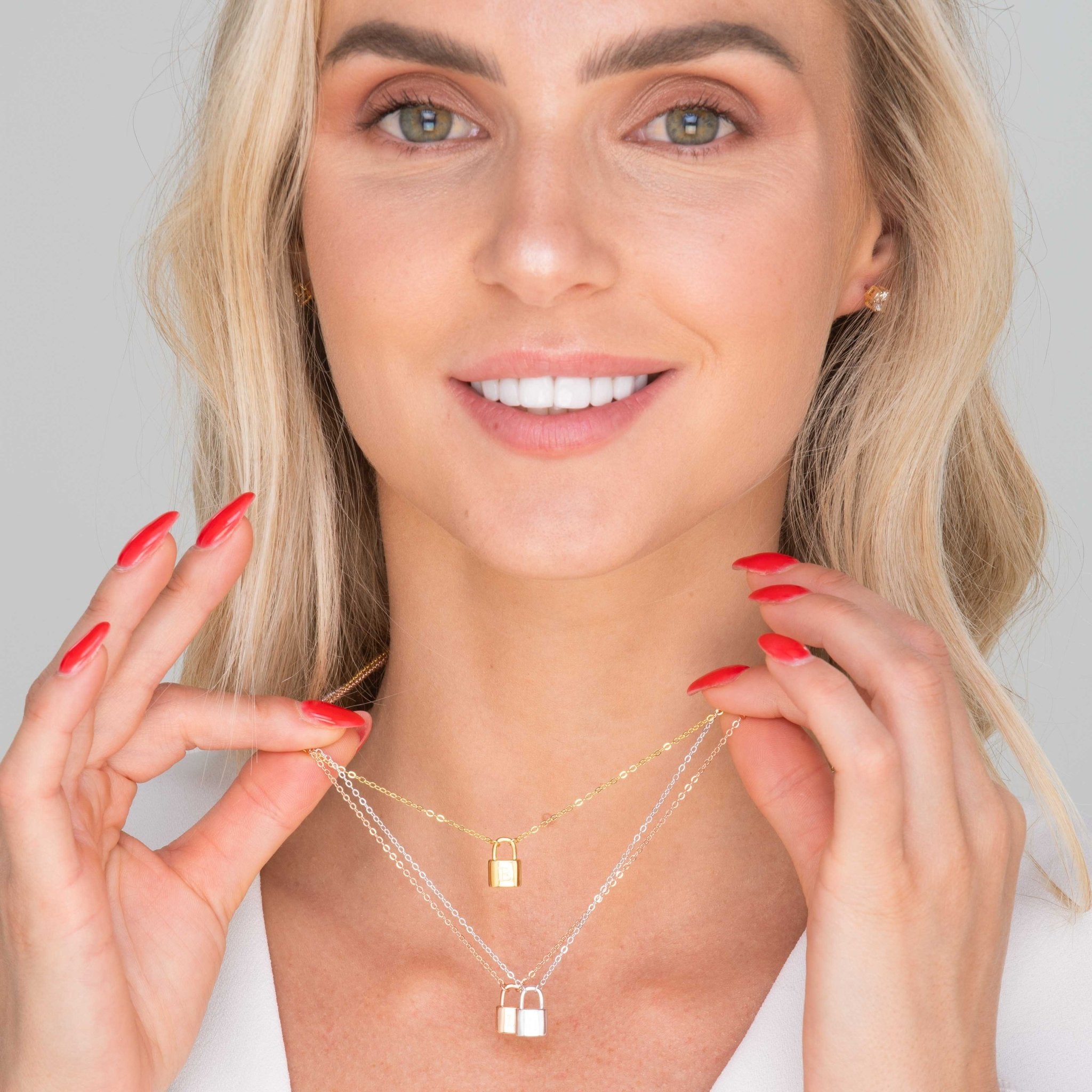 Celyssa Vera Padlock Letter Necklace in 18K Gold Vermeil / T