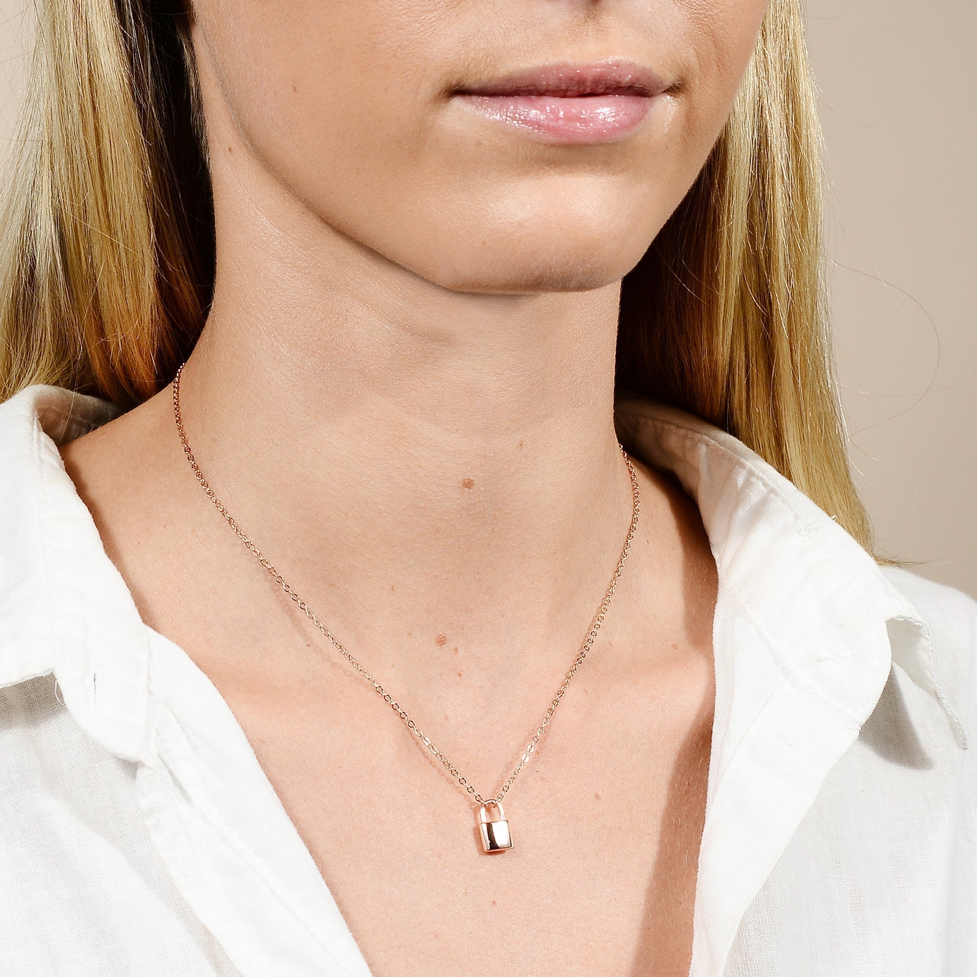 Celyssa Padlock Initial Letter Necklace in 18K Gold Vermeil / P