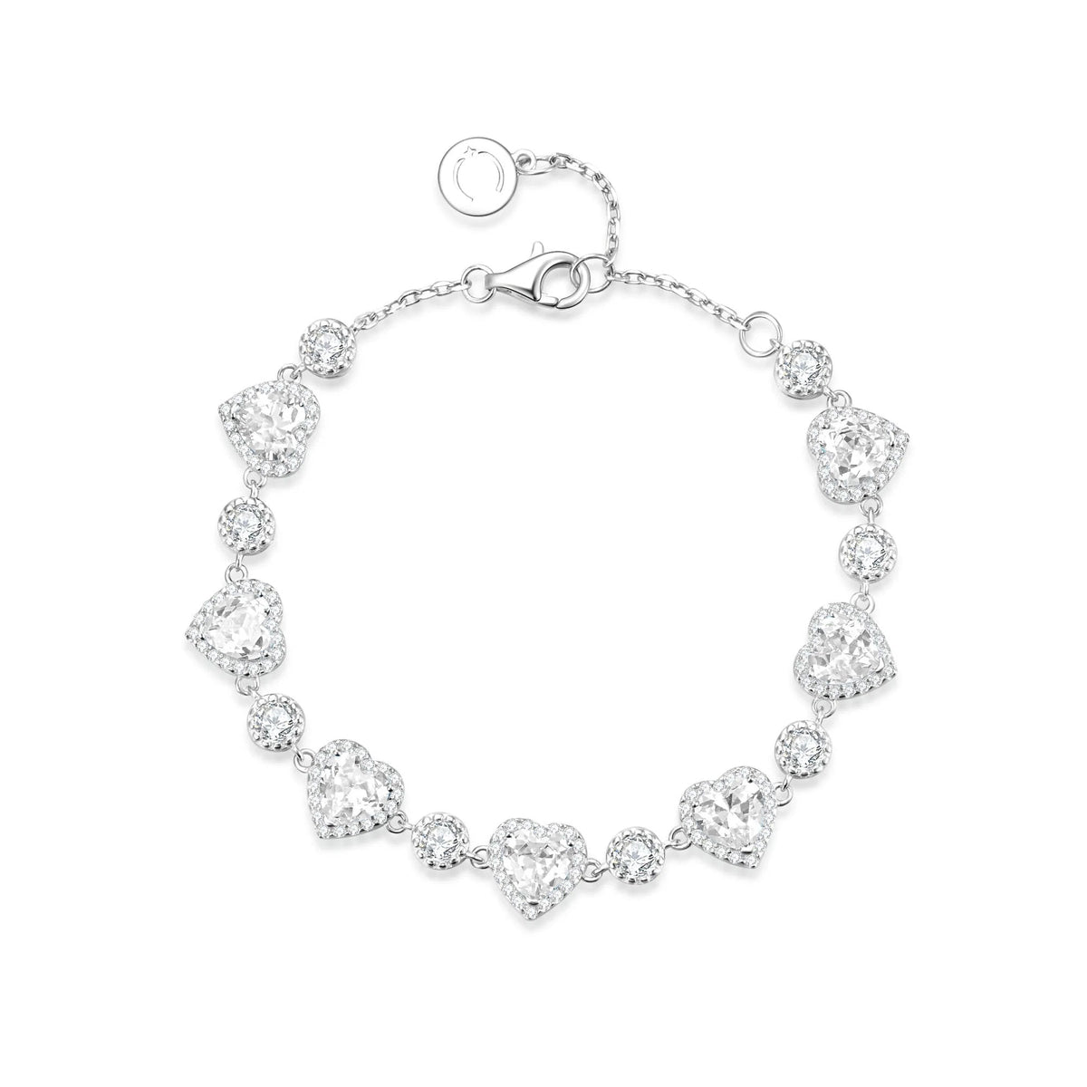 Celyssa Pink Halo Heart Tennis Bracelet