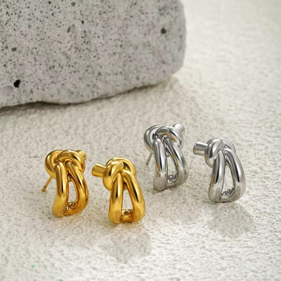 Celyssa Celine Knot Huggie Studs