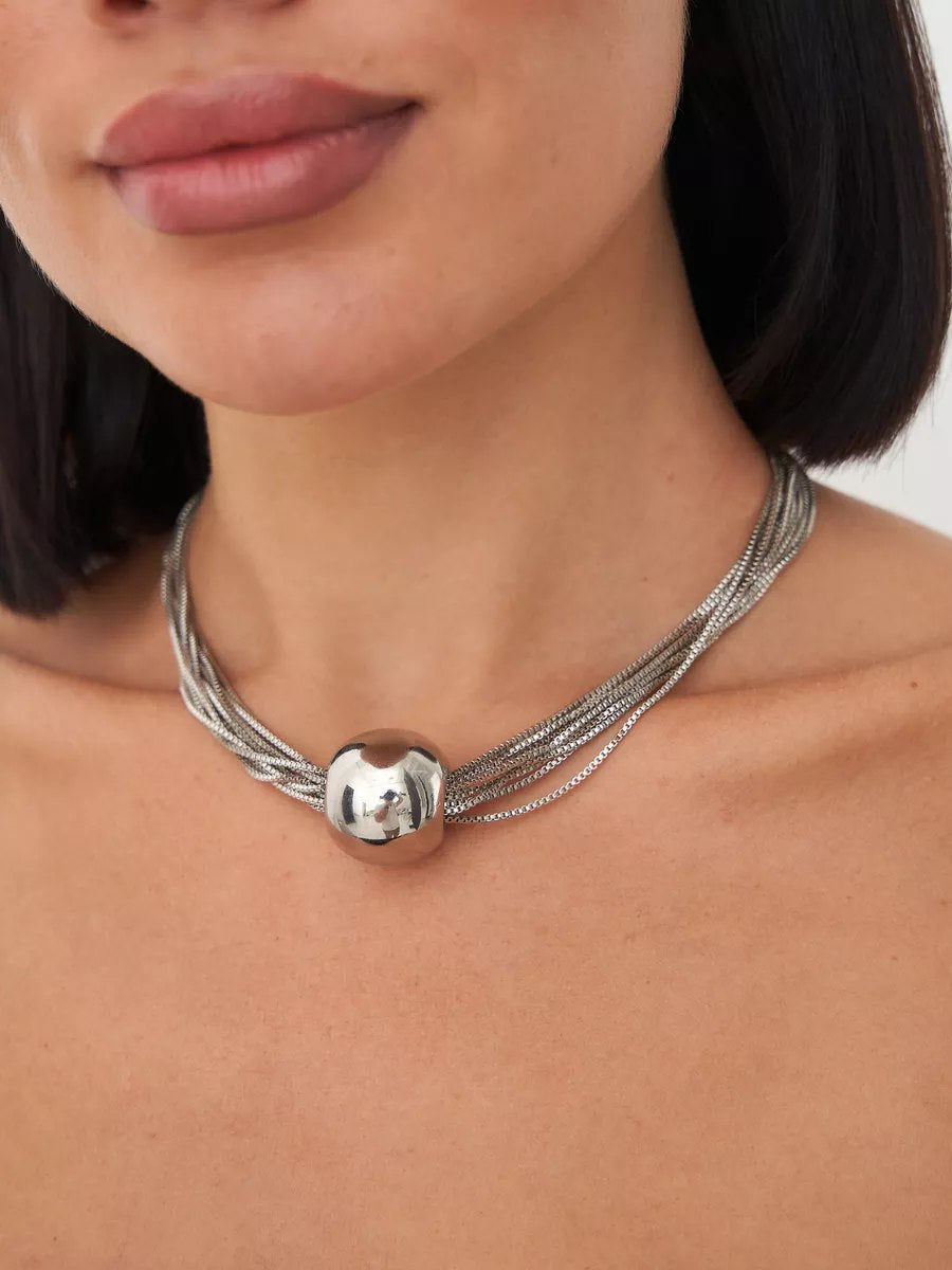 Celyssa Layered Necklace with Polished Ball Pendant