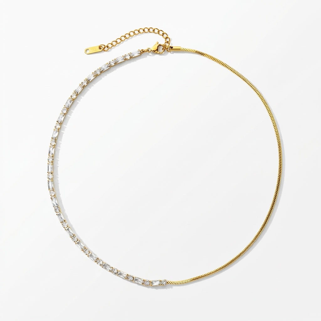 Celyssa Half Tennis Crystal Necklace