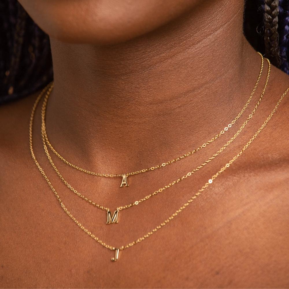 Celyssa Script Initial Letter Necklace in Gold / E