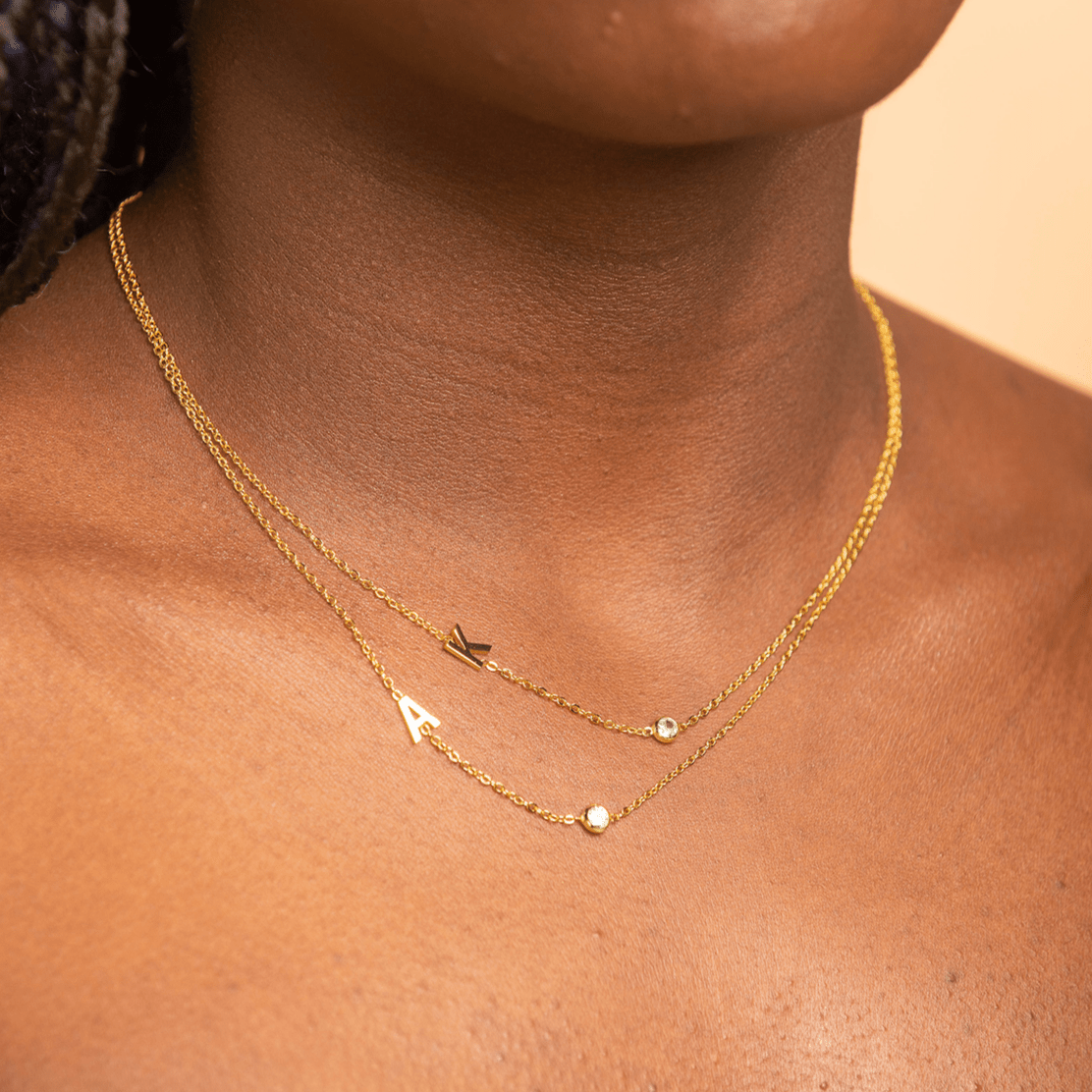 Celyssa Sideways Pavé Initial Letter Necklace in 18K Gold Vermeil / H
