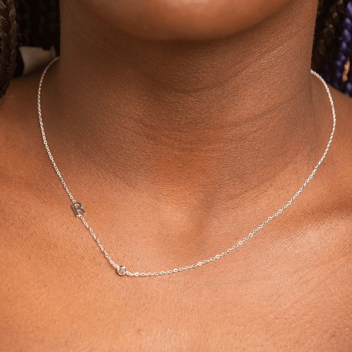 Celyssa Sideways Pavé Initial Letter Necklace in 18K Gold Vermeil / L