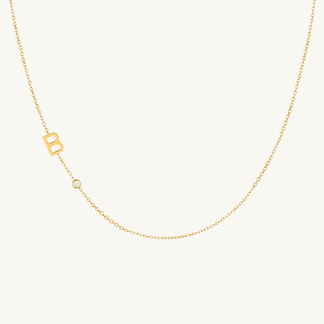 Celyssa Sideways Pavé Initial Letter Necklace in 18K Gold Vermeil / A