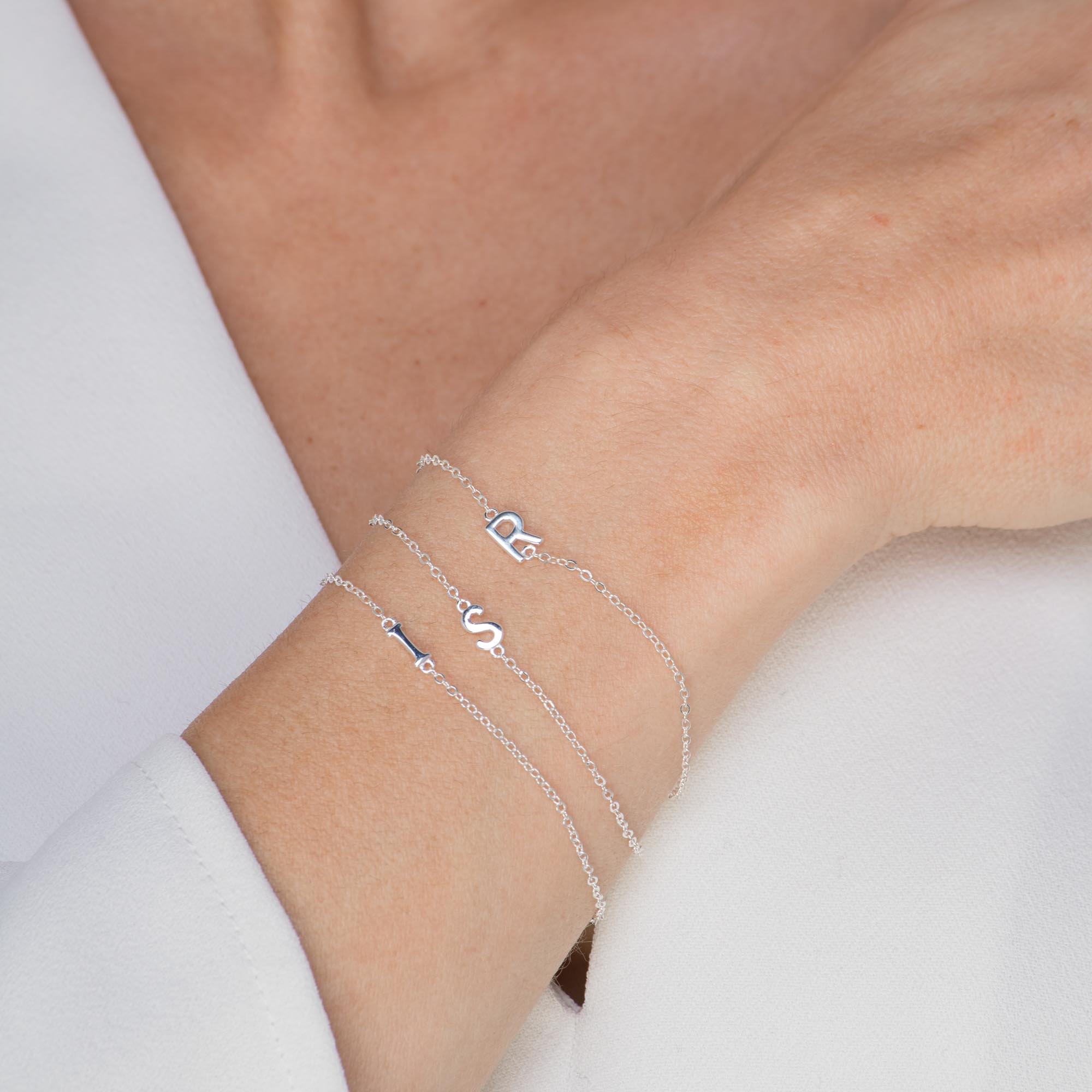 Celyssa Sideways Single Initial Letter Bracelet in 18K Gold Vermeil / F