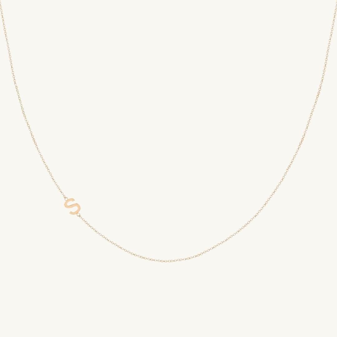 Celyssa Elodie Side Initial Necklace in Gold / F