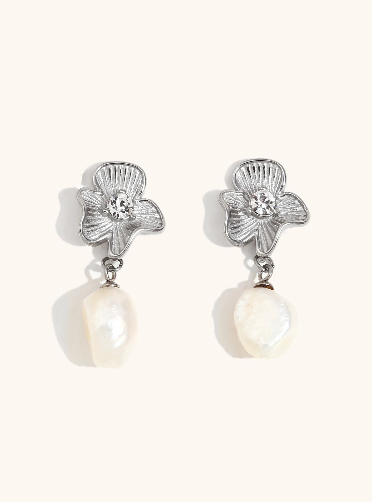 Celyssa Magnolia Crystal & Pearl Drop Earrings