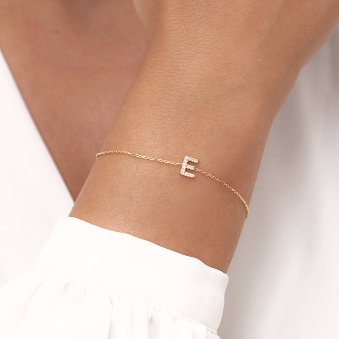 Celyssa The Original Initial Sapphire Letter Bracelet in 18K Gold Vermeil / I