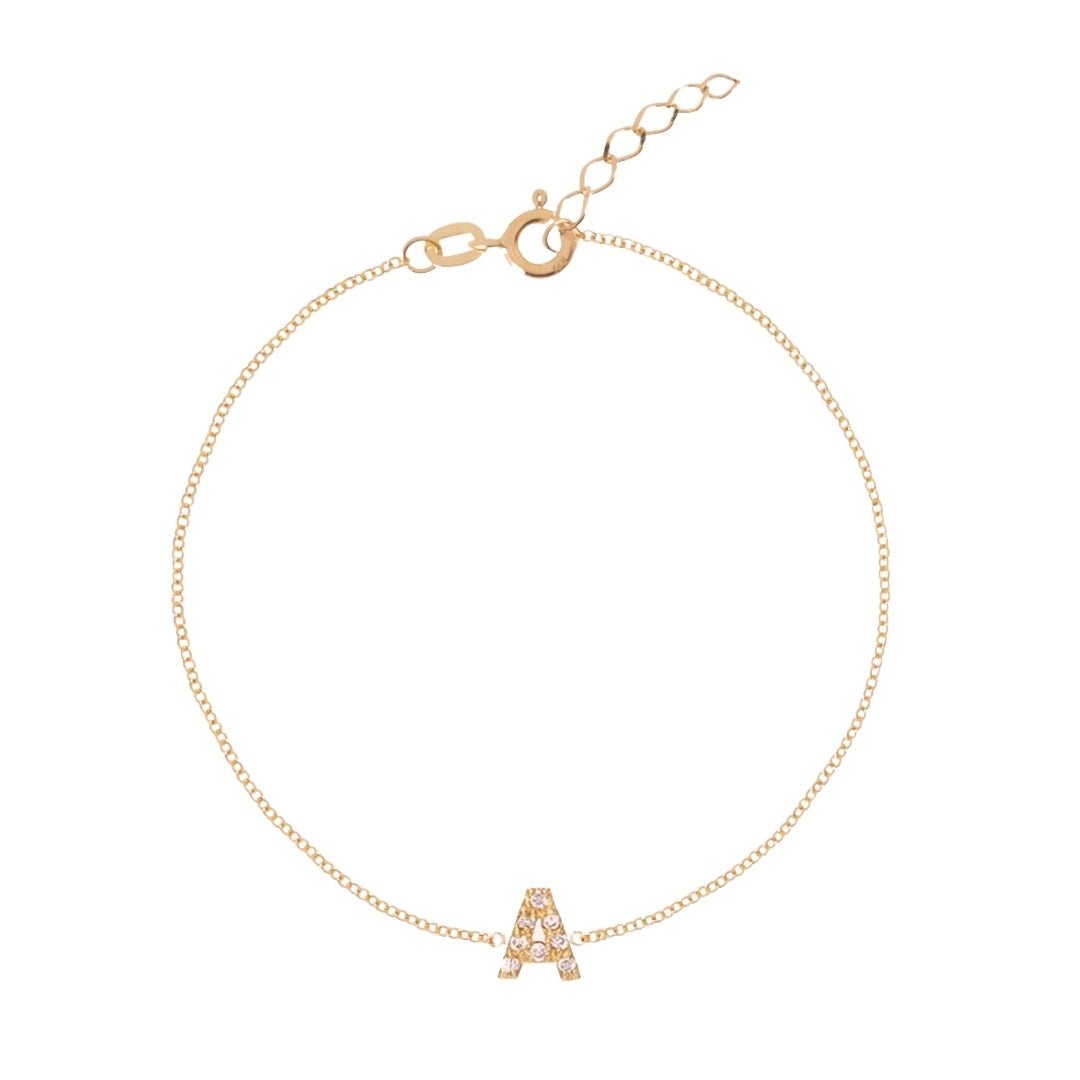 Celyssa The Original Initial Sapphire Letter Bracelet in 18K Gold Vermeil / K