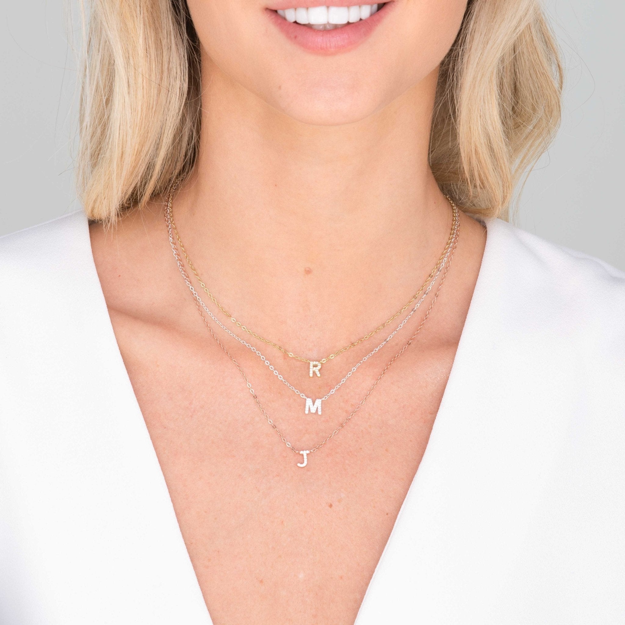 Celyssa Initial Sapphire Letter Necklace in 18K Gold Vermeil / B