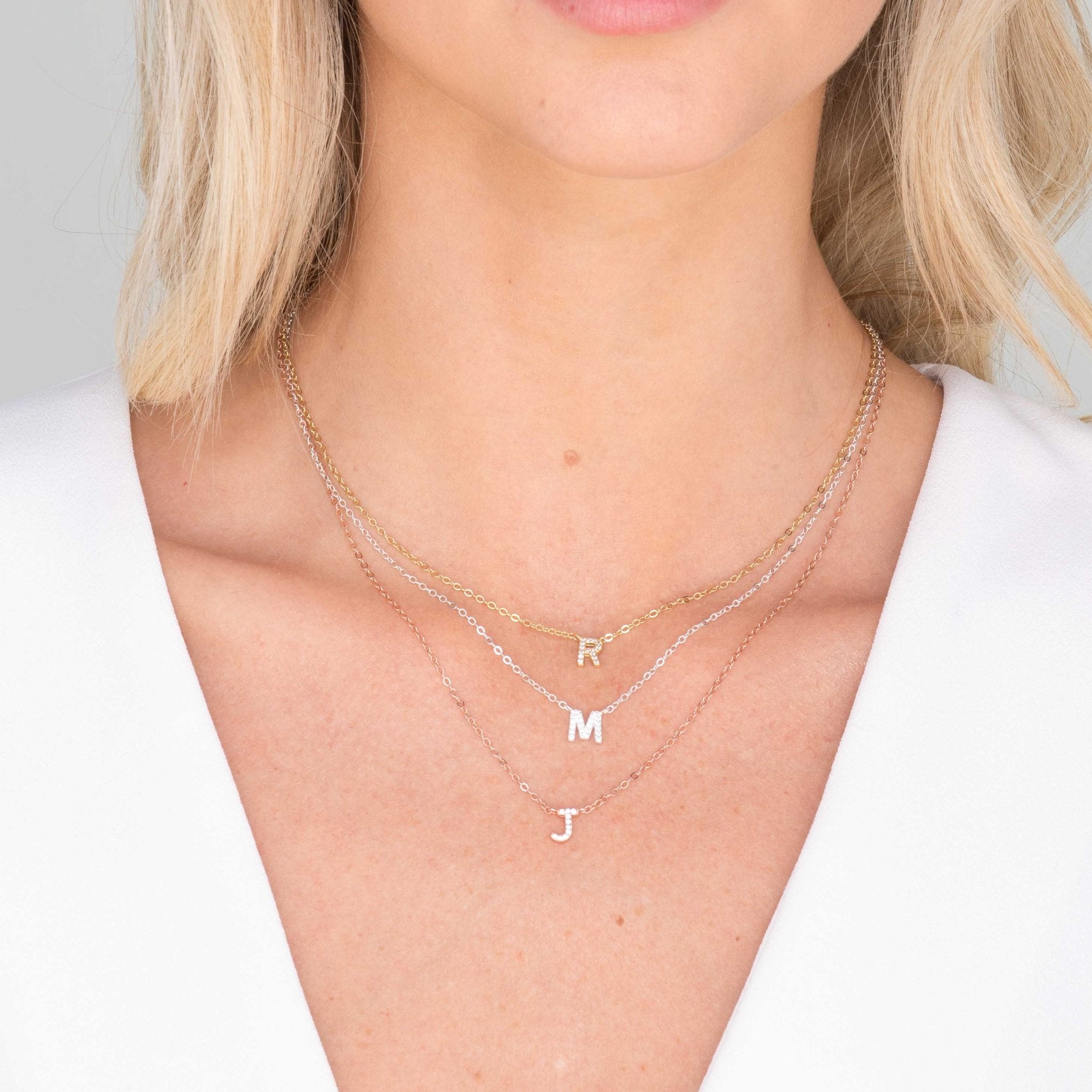 Celyssa Initial Sapphire Letter Necklace in 18K Gold Vermeil / C
