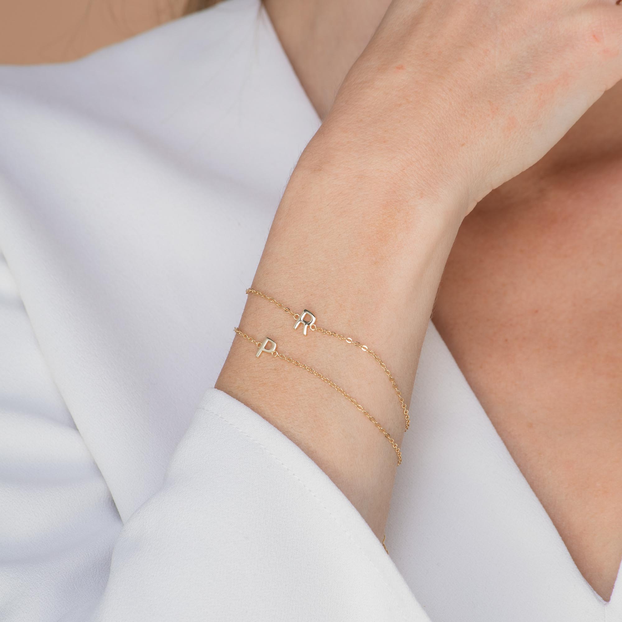 Celyssa The Original Single Initial Letter Bracelet in 18K Gold Vermeil / B