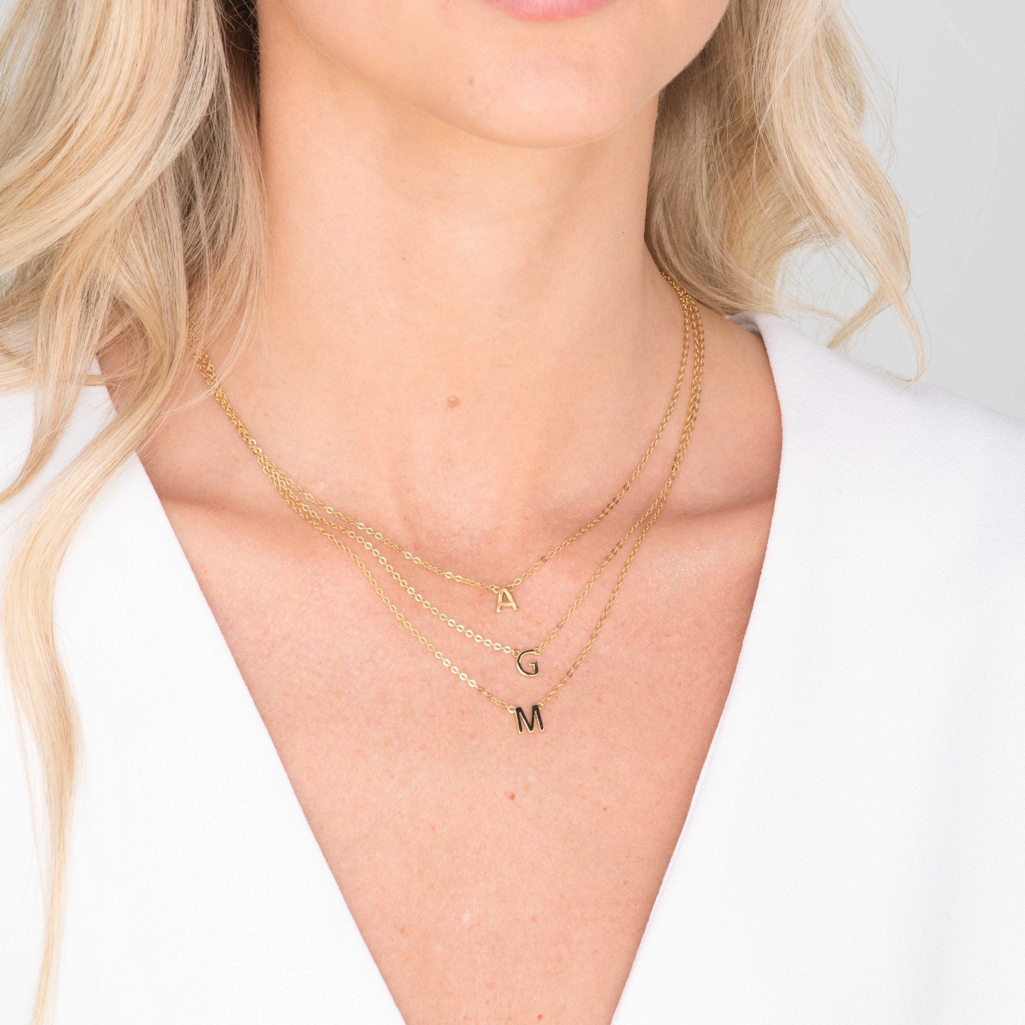 Celyssa Dainty Initial Letter Necklace in Gold / M