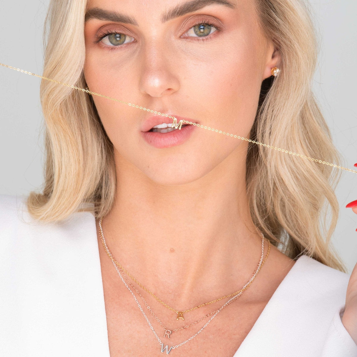 Celyssa Dainty Initial Letter Necklace in Gold / T