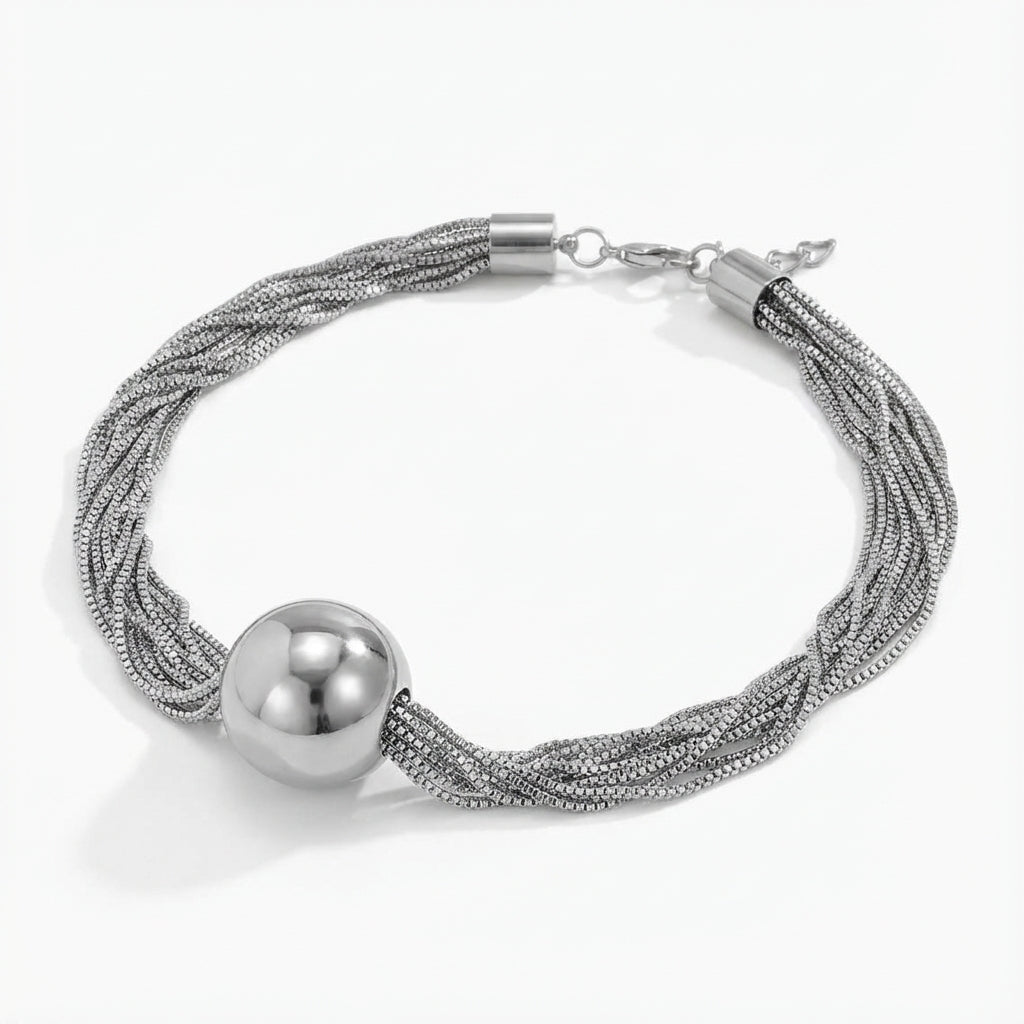 Celyssa Layered Necklace with Polished Ball Pendant