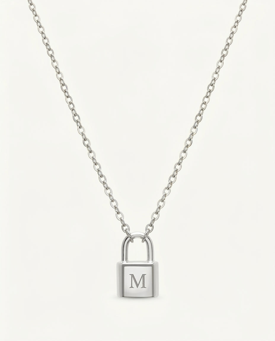 Celyssa Padlock Initial Letter Necklace in 18K Gold Vermeil / M