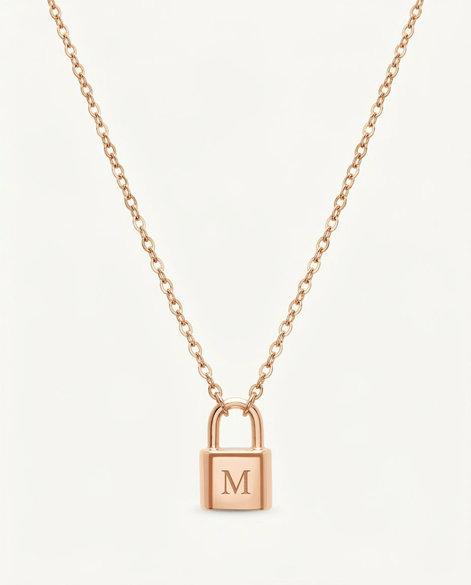 Celyssa Padlock Initial Letter Necklace in 18K Gold Vermeil / N