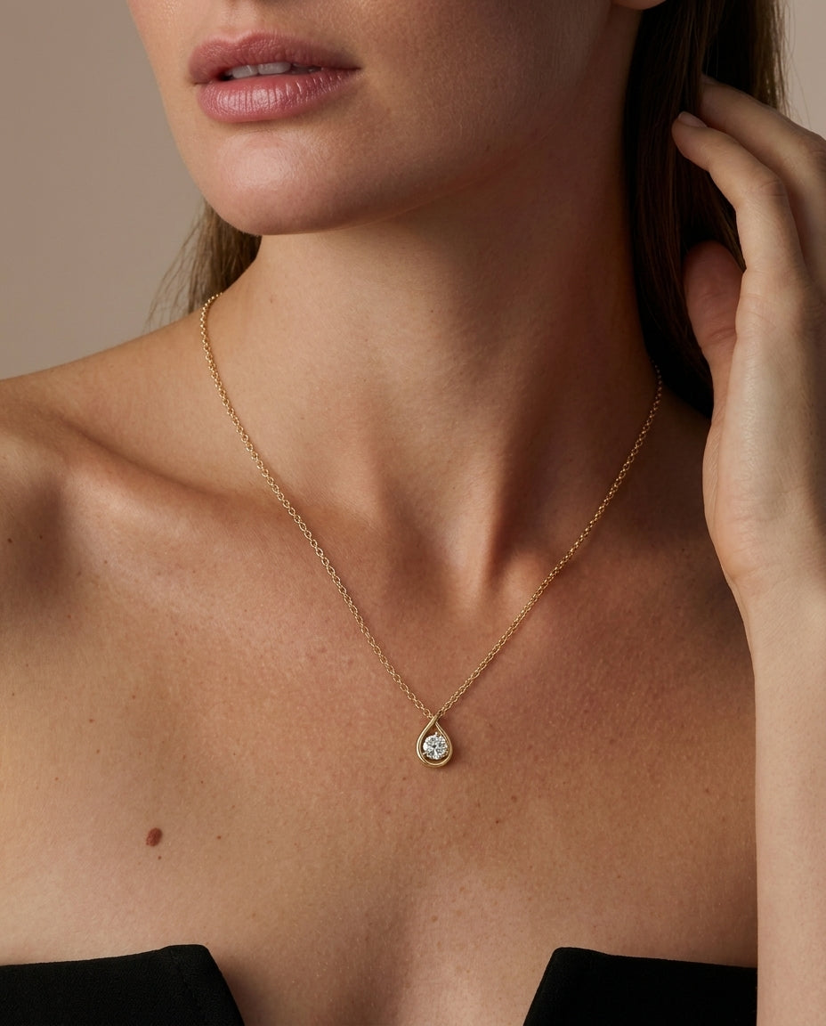 Celyssa Pear Cut Moissanite Solitaire Necklace