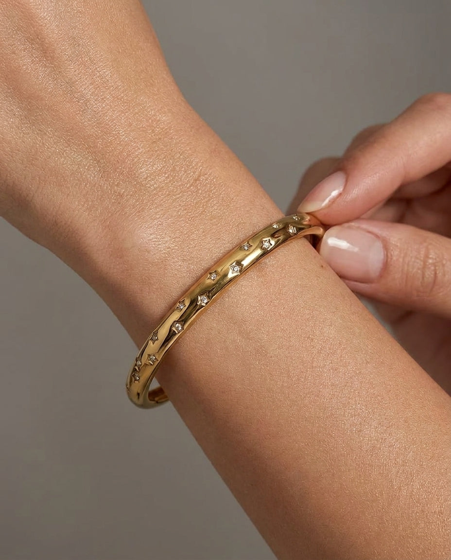 Celyssa Sienna Star Set Cuff Bracelet in Silver