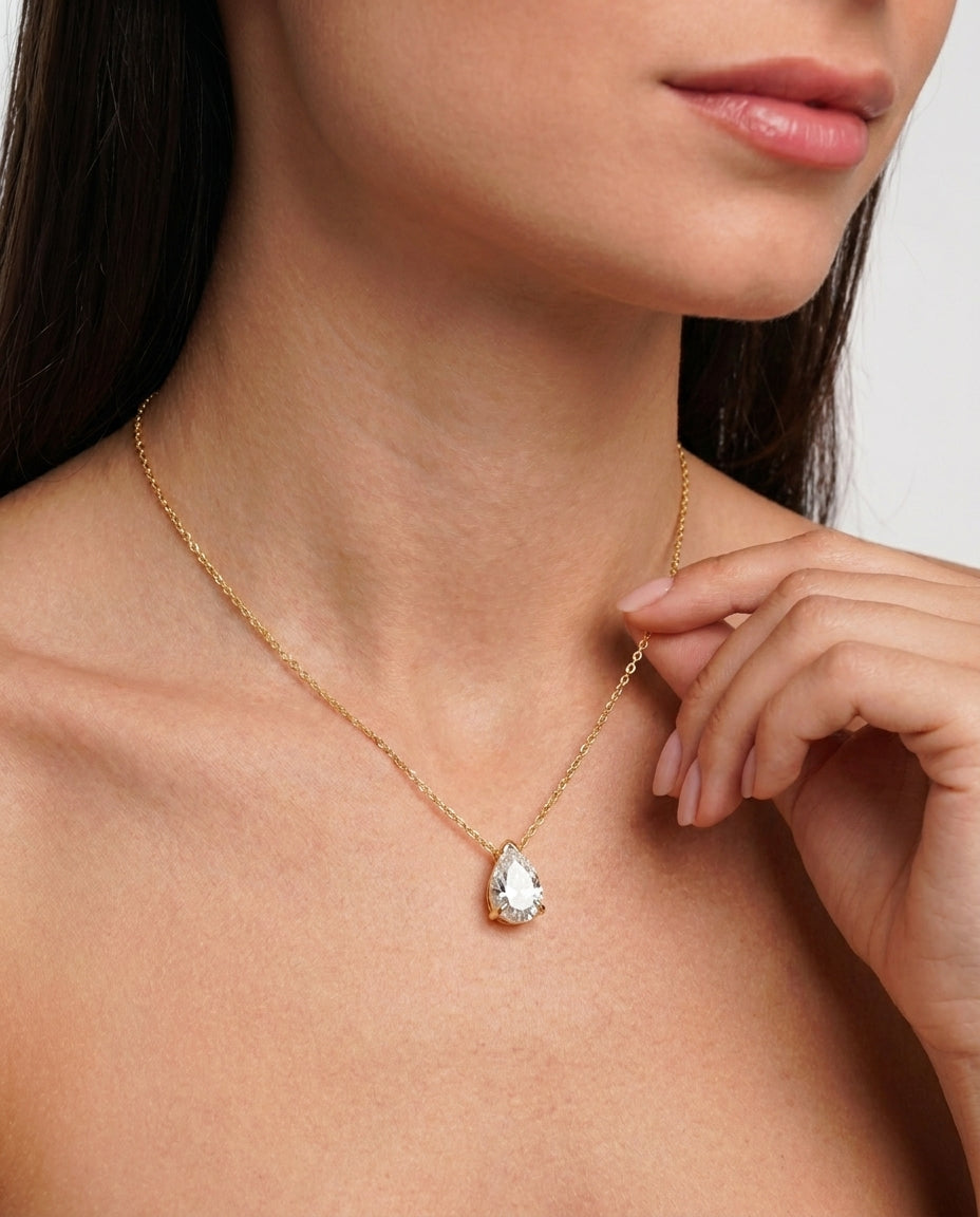 Celyssa Celeste Pear Cut Moissanite Necklace