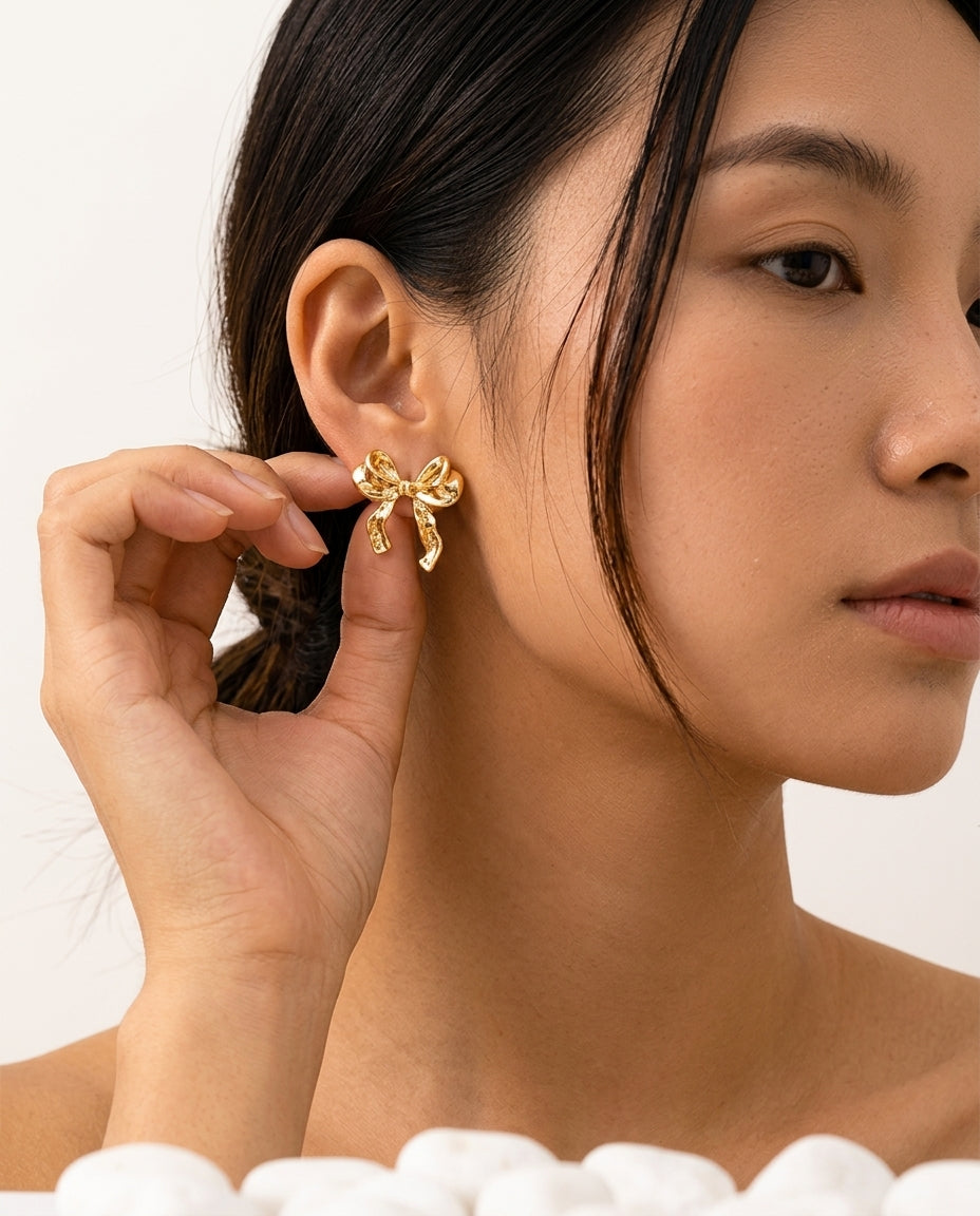 Celyssa Ribbon Bow Earrings