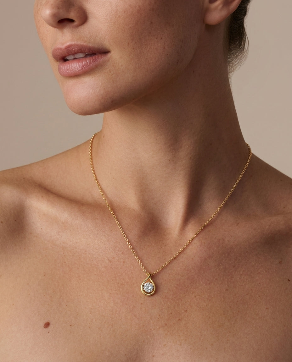 Celyssa Pear Cut Moissanite Solitaire Necklace