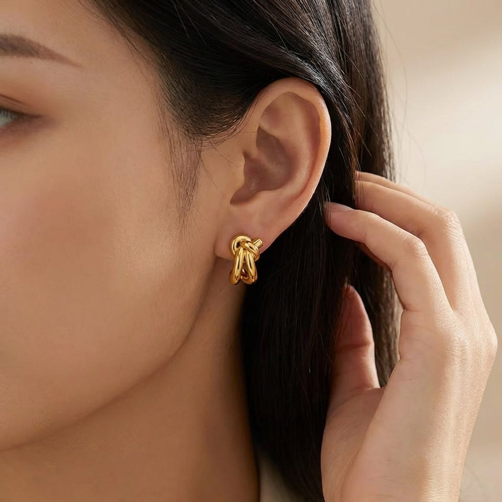 Celyssa Knot Huggie Stud Earrings