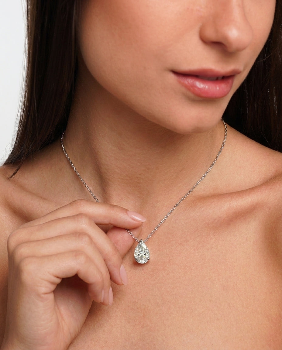 Celyssa Celeste Pear Cut Moissanite Necklace in Gold