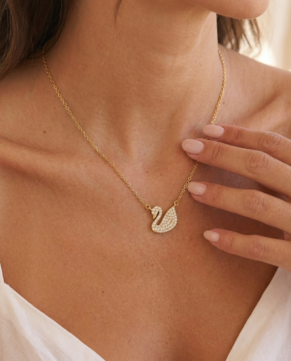 Celyssa Geneviève Dainty Swan Necklace