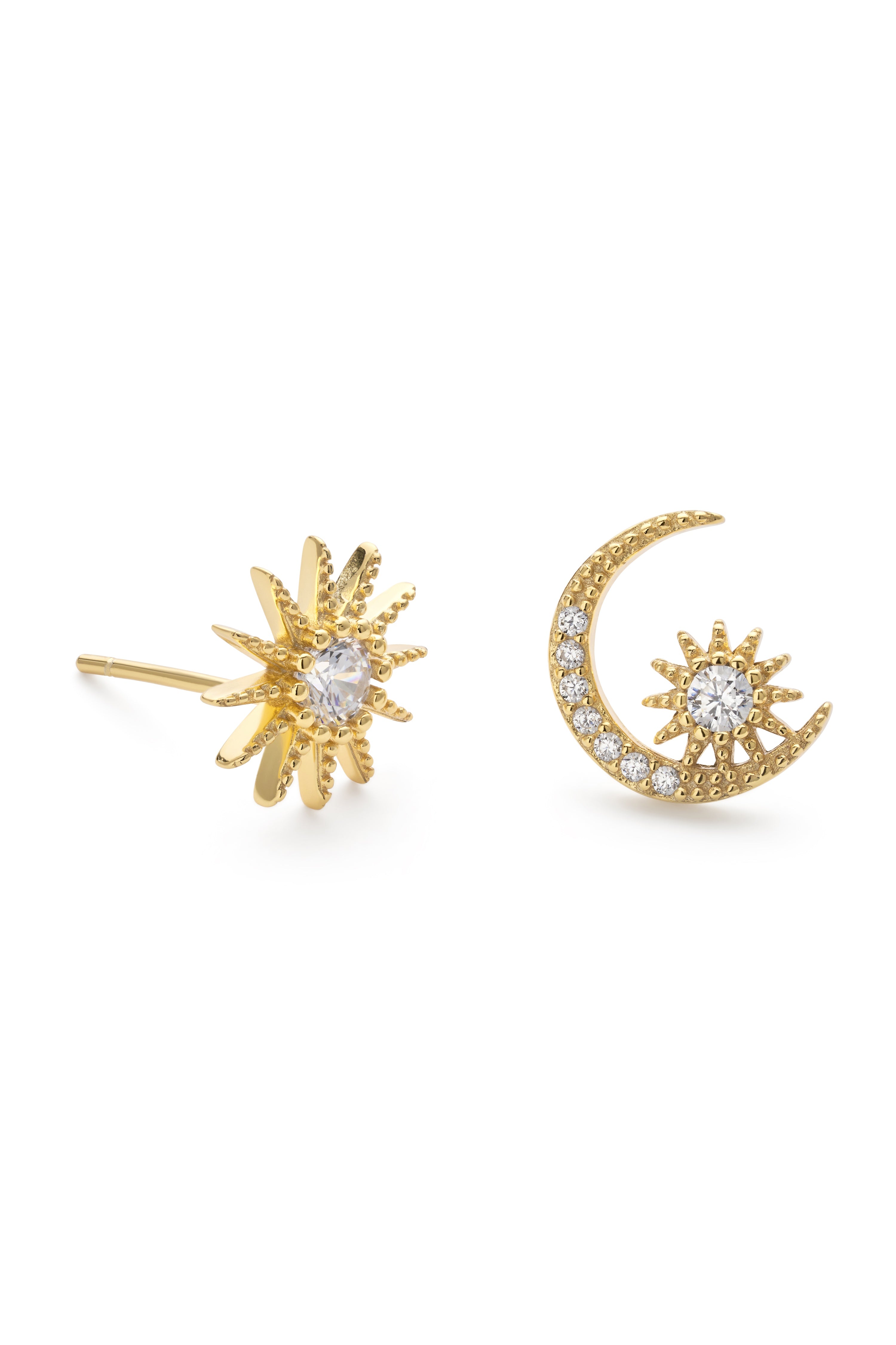 Celyssa Star & Crescent Moon Stud Earrings