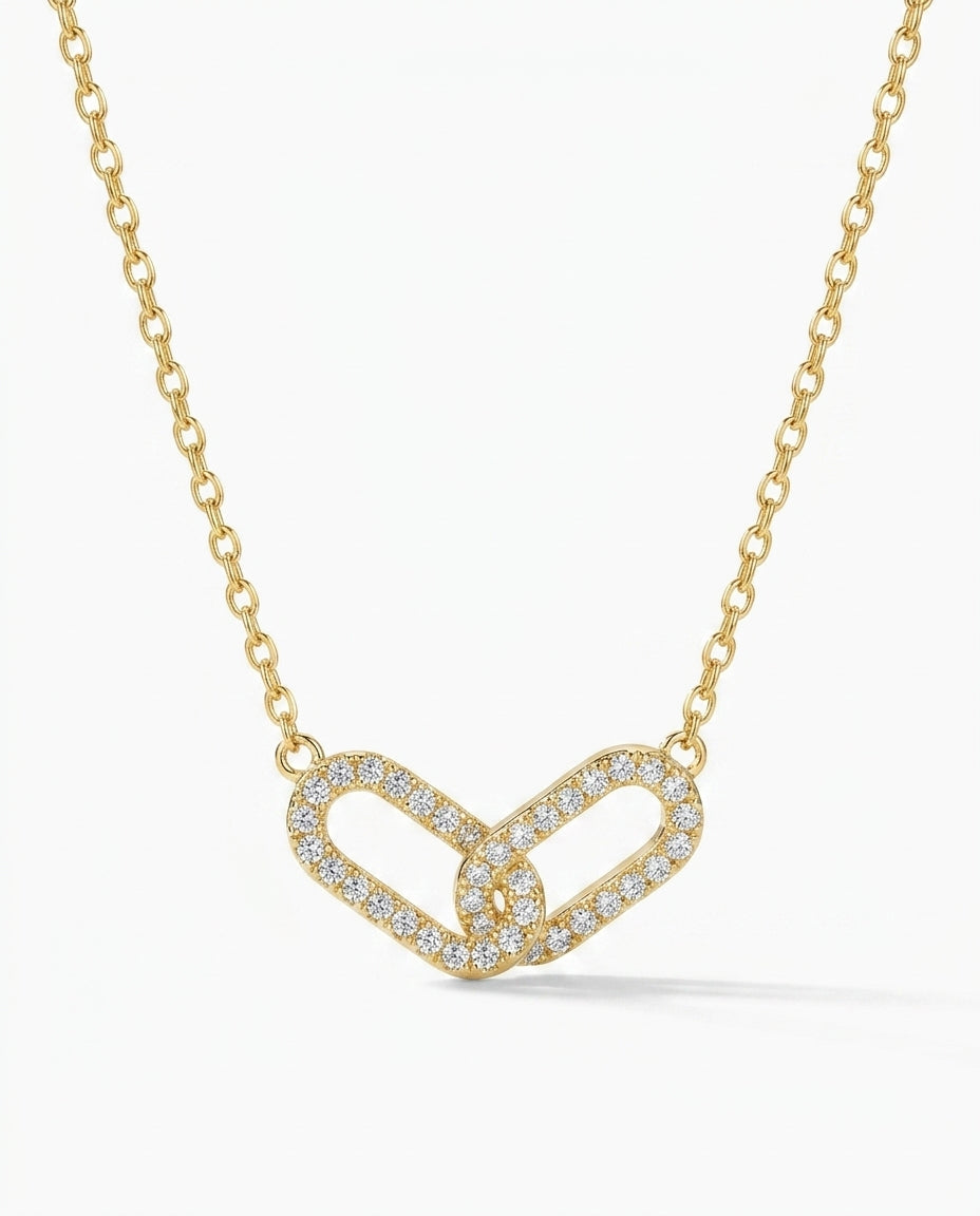 Celyssa Interlocking Geometric Necklace in Gold