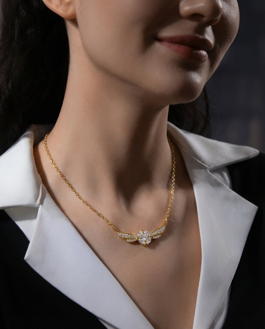 Celyssa Winged Sphere Pendant Necklace