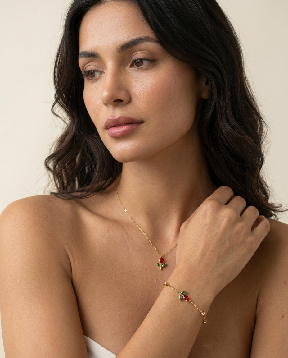 Celyssa Tulip Flower Pendant Necklace