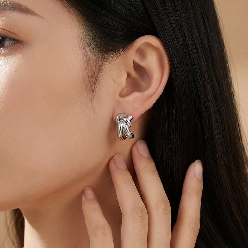 Celyssa Knot Huggie Stud Earrings