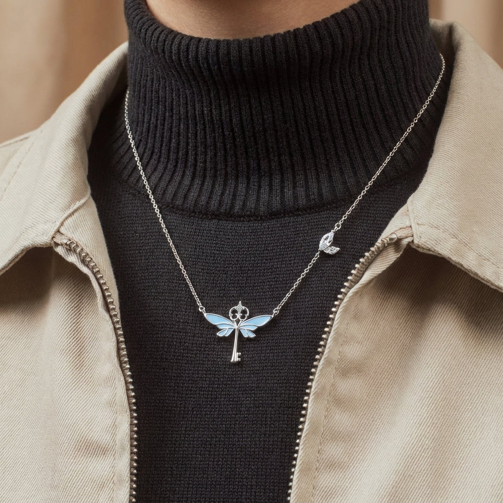Celyssa Glow Winged Key Pendant Necklace