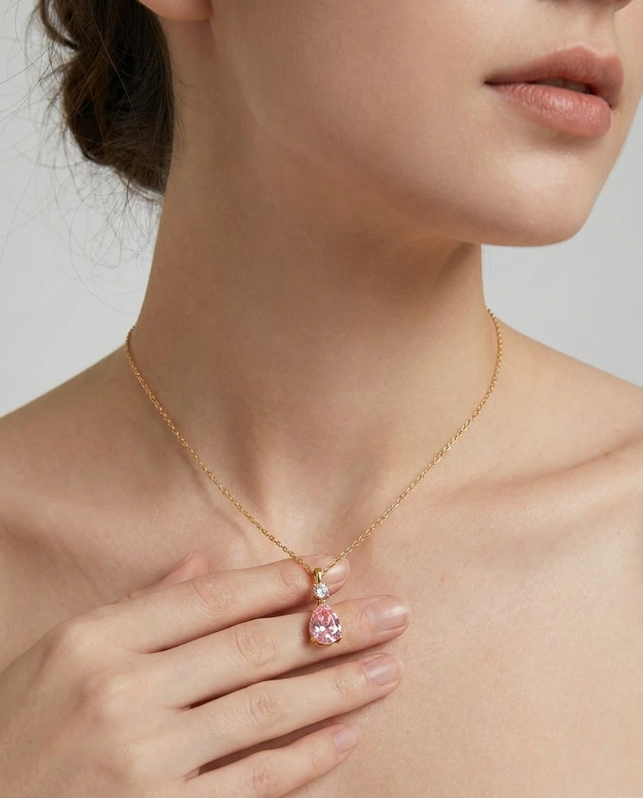 Celyssa Pink Heart Pendant Necklace