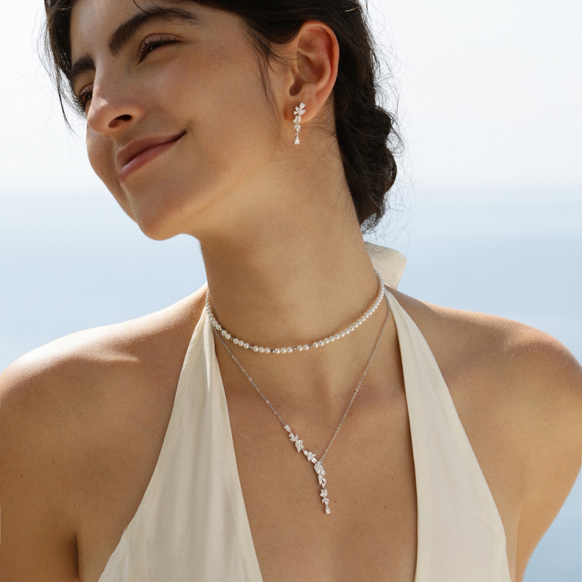 Celyssa Wisteria Flower Drop Y Necklace in Gold