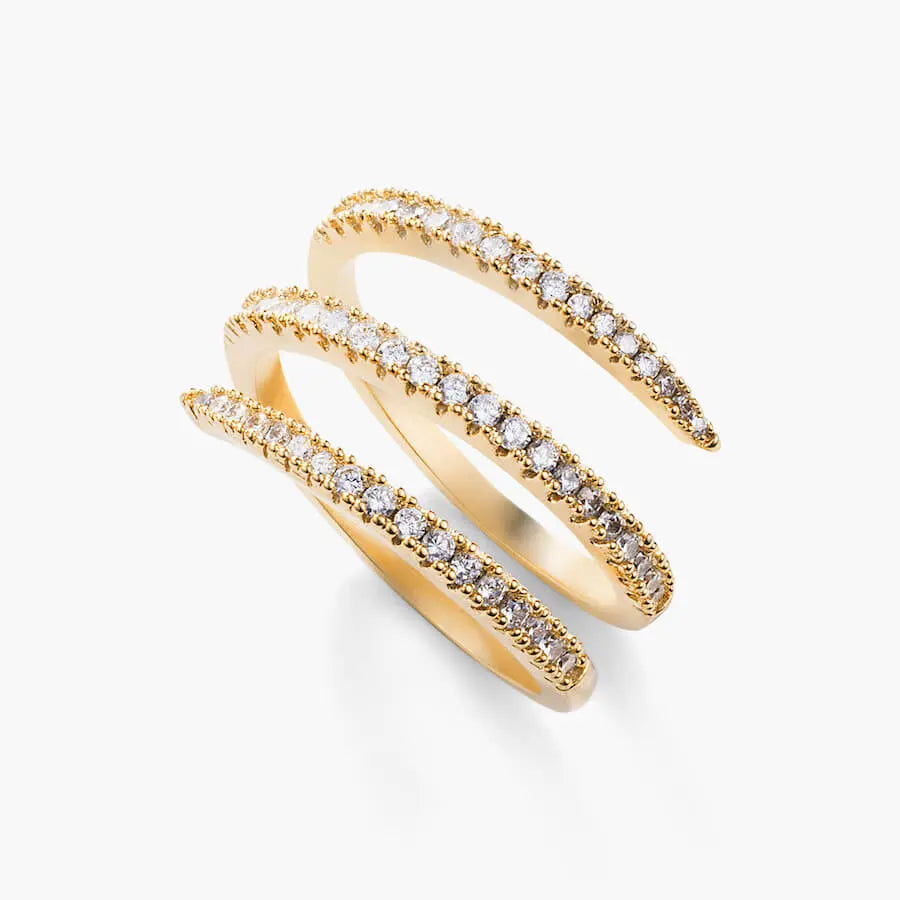 Celyssa Crystal 3 Layer Stacking Ring in Gold