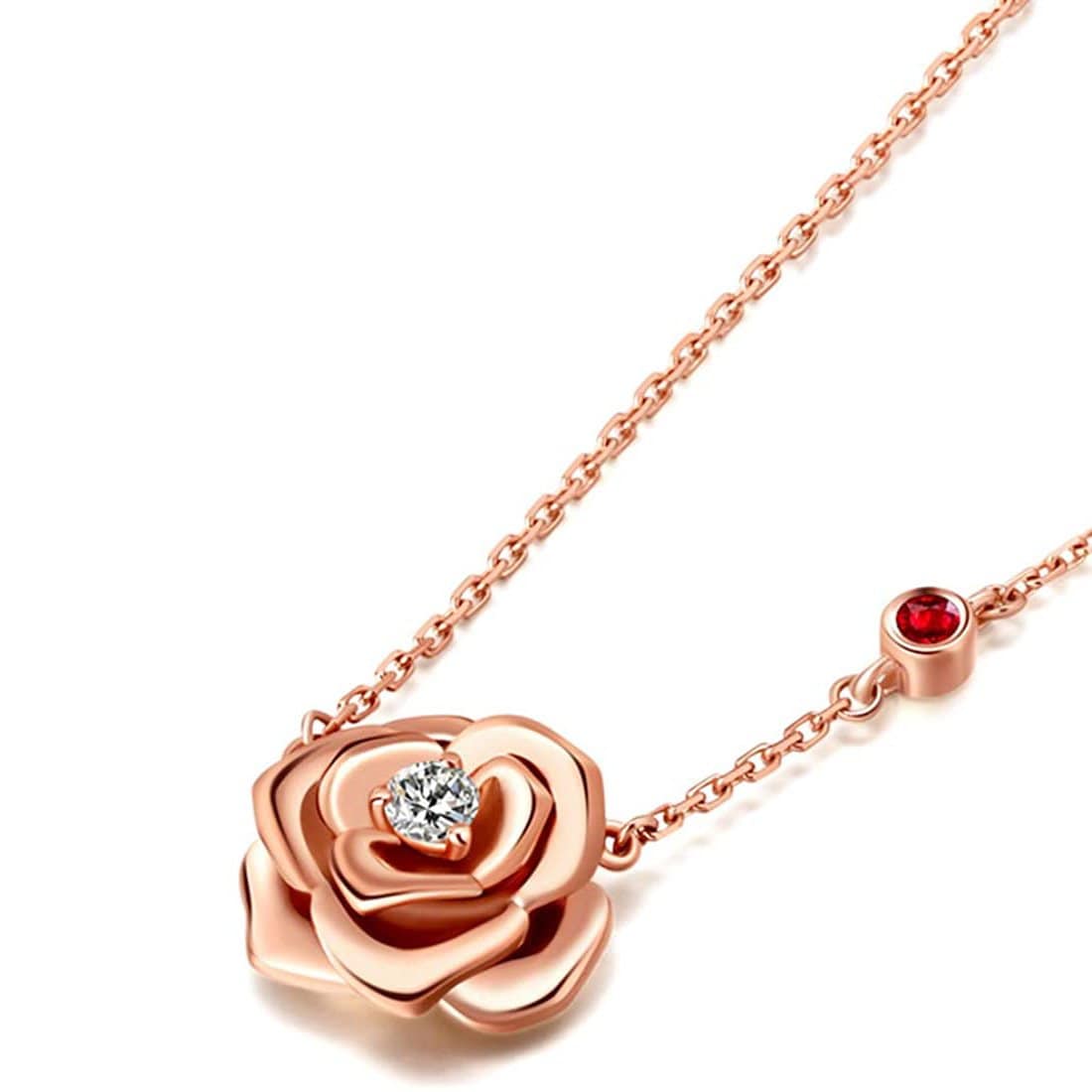 Celyssa My Rose 14K Rose Gold Pendant Necklace with Diamond & Ruby