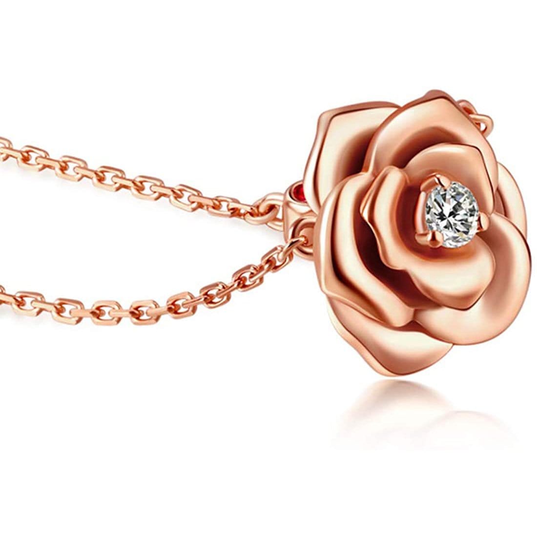 Celyssa My Rose 14K Rose Gold Pendant Necklace with Diamond & Ruby