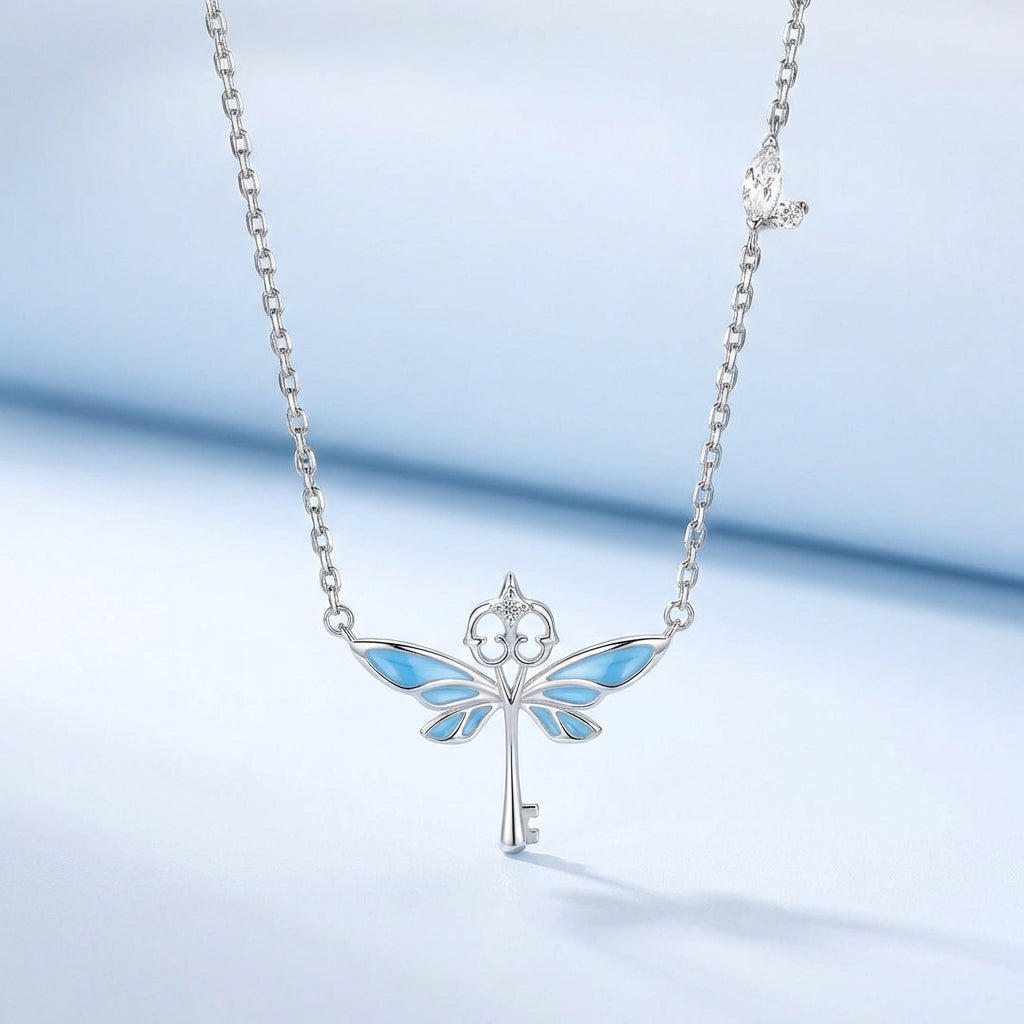 Celyssa Glow Winged Key Pendant Necklace