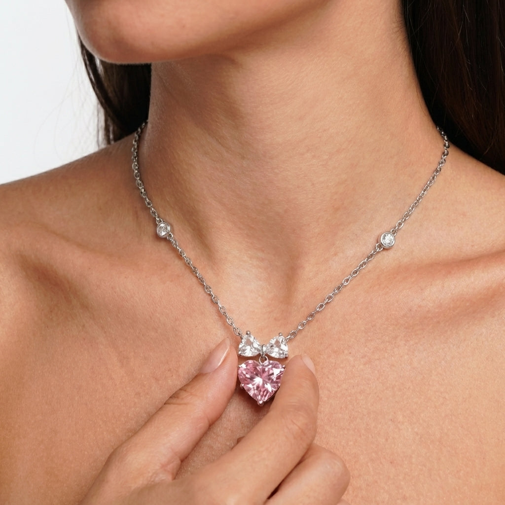 Celyssa Bow Heart Pendant Necklace