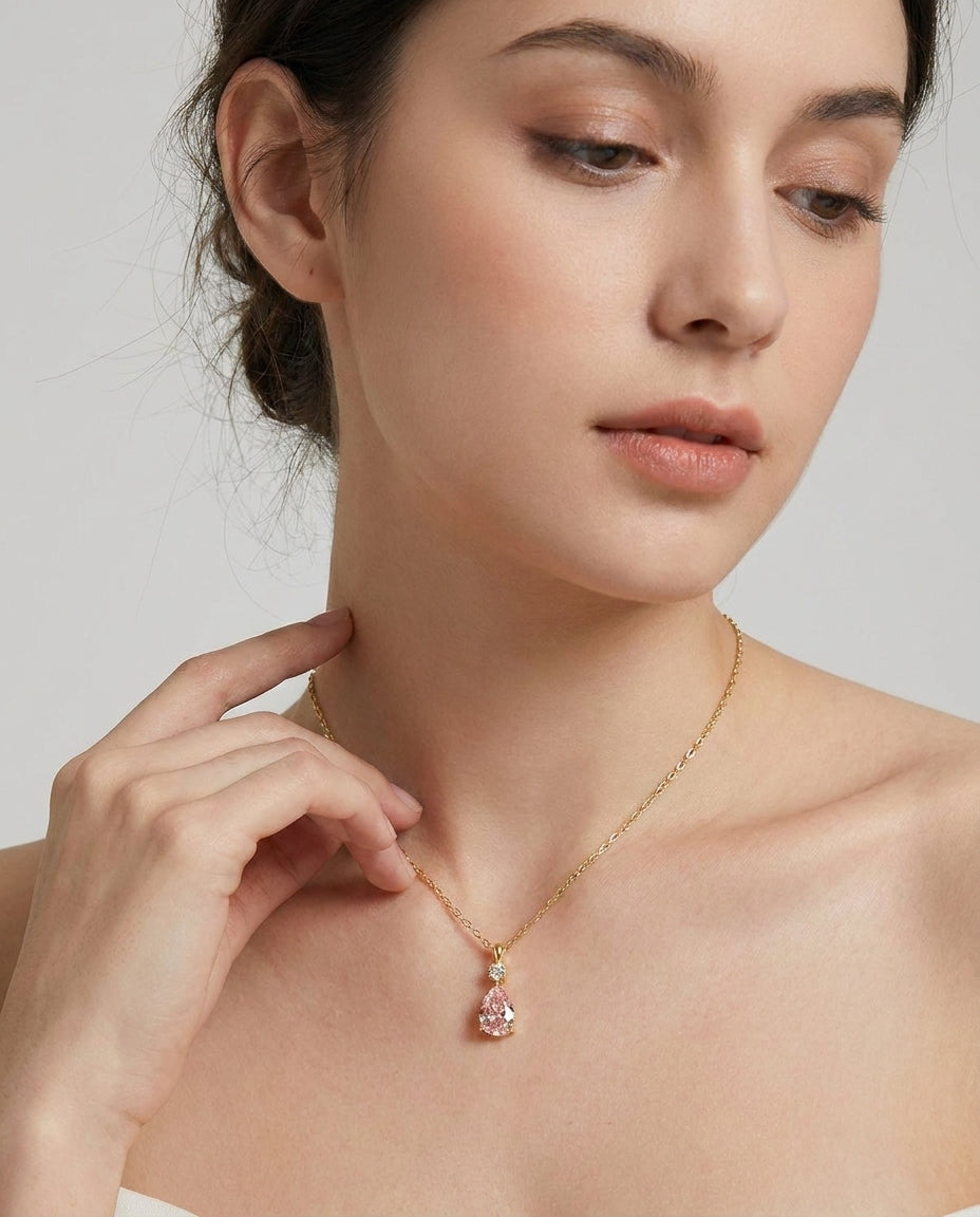 Celyssa Pink Heart Pendant Necklace