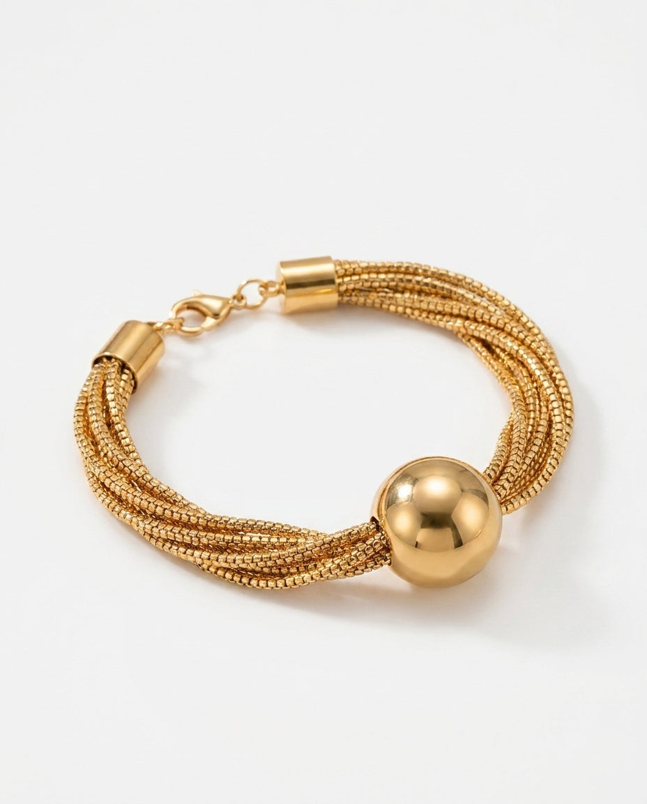 Celyssa Layered Necklace with Polished Ball Pendant
