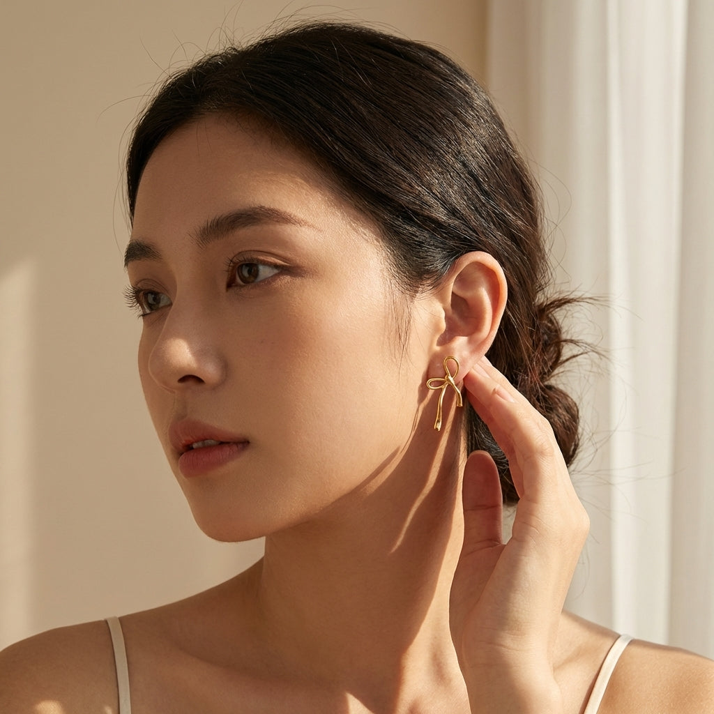 Celyssa Wandering Bow Stud Earrings