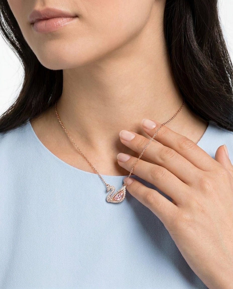 Celyssa Pink Swan Pendant Necklace