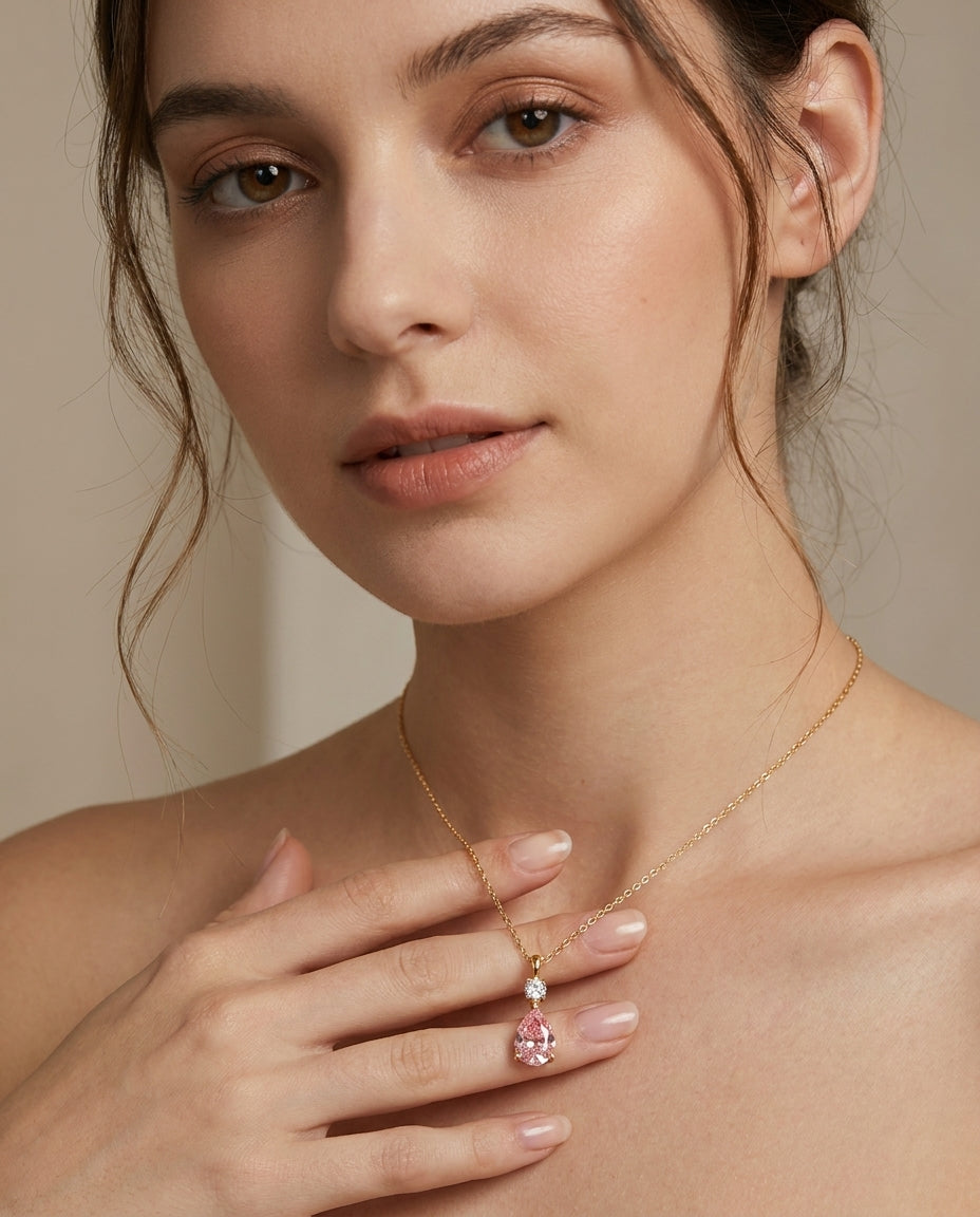 Celyssa Pink Heart Pendant Necklace