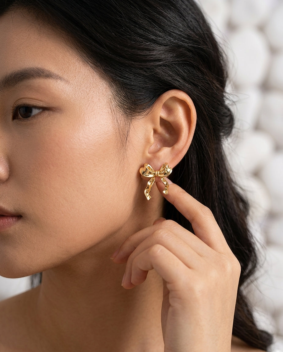 Celyssa Ribbon Bow Earrings